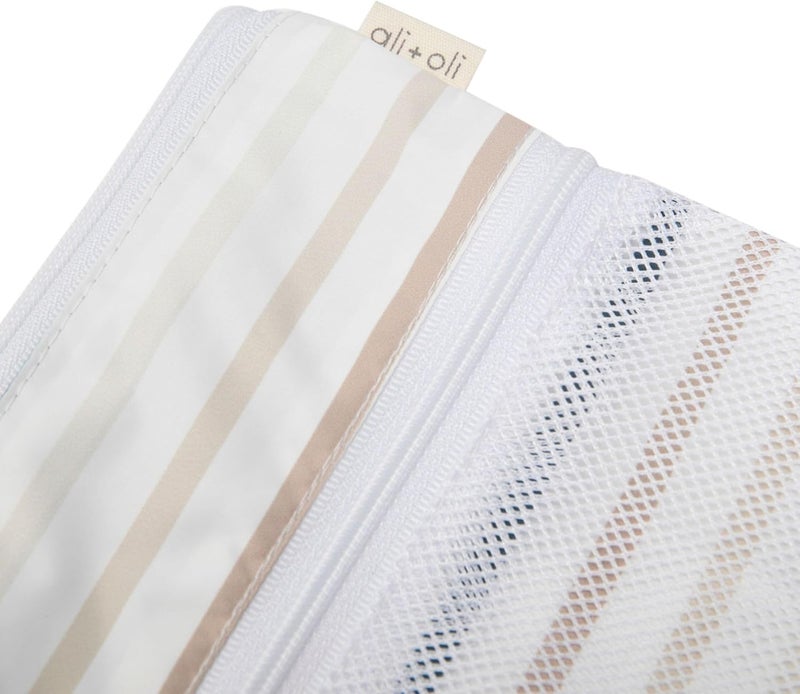 Ali+Oli Water Resistant Dual-Compartment Wet-Dry Bag for Travel, Hook to Stroller, Daycare, Diapers, Diaper Bag, Clutch Bag,15x12 inches (Pin Stripes) - Image 4